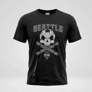 Seattle Sounders FC Shirt Large Adult Black Skull Scarf Graphic MLS Mens L